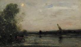 Charles-Francois Daubigny Rivier bij avond